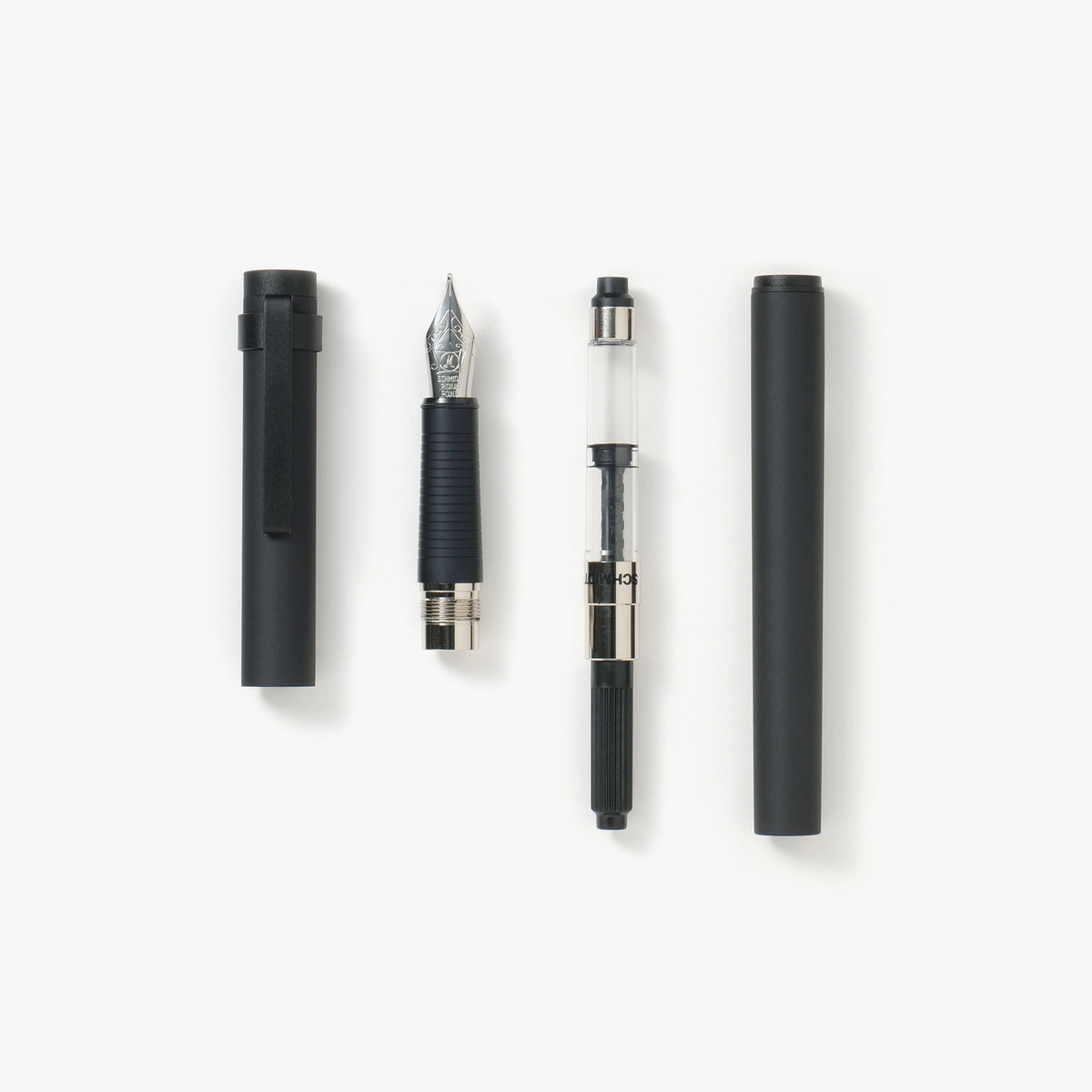 Stylo-Plume Aluminium Kakimori — Corps Noir Mat à Plume Allemande F/M Interchangeable, Fabriqué au Japon