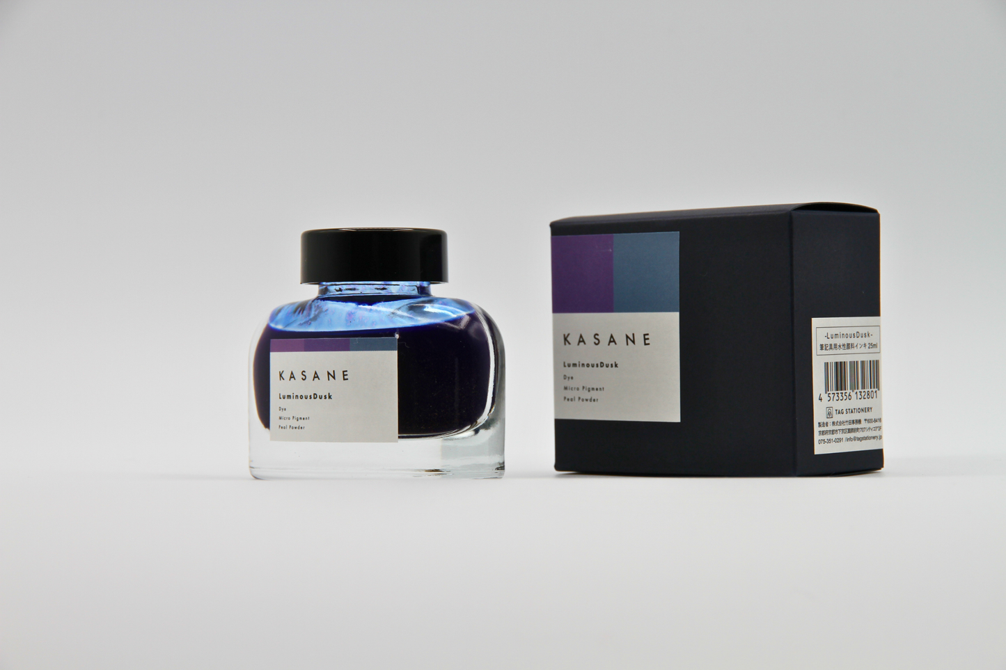 TAG Stationery Kasane Series Luminous Dusk — Dusky Purple-Blue with Gold Shimmer and Expressive Shading Dip Pen & Brush Ink (25ml)