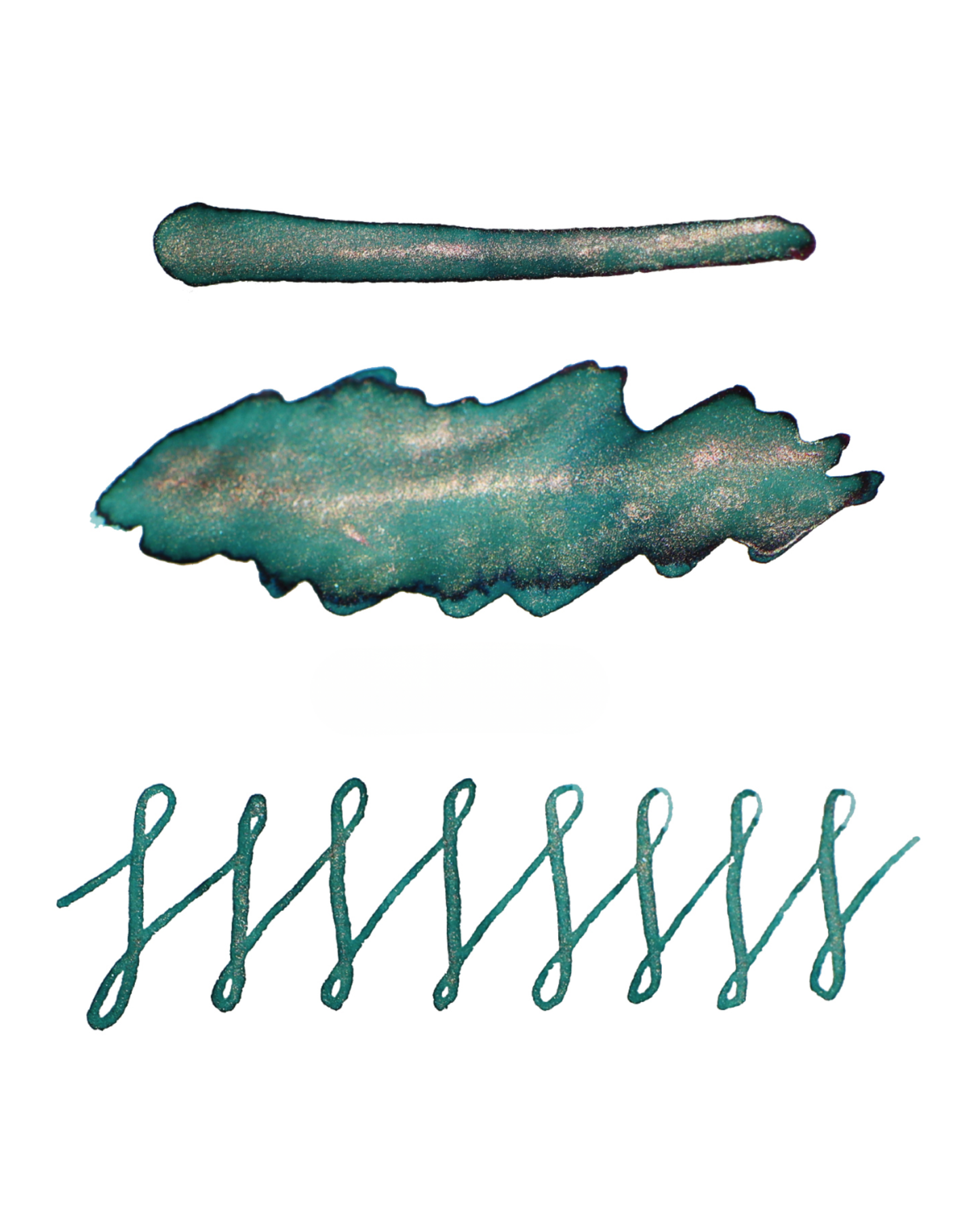 Dominant Industry Pearl 028 Les Falaises à Étretat — Blue-Green Teal, Gold Shimmer Fountain Pen Ink (25ml)