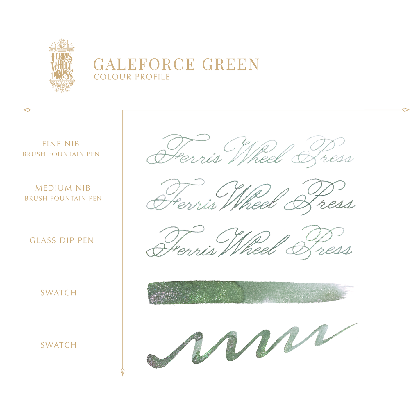 Ferris Wheel Press FerriTales | The Three Little Pigs Series | Galeforce Green — Encre pour stylo plume